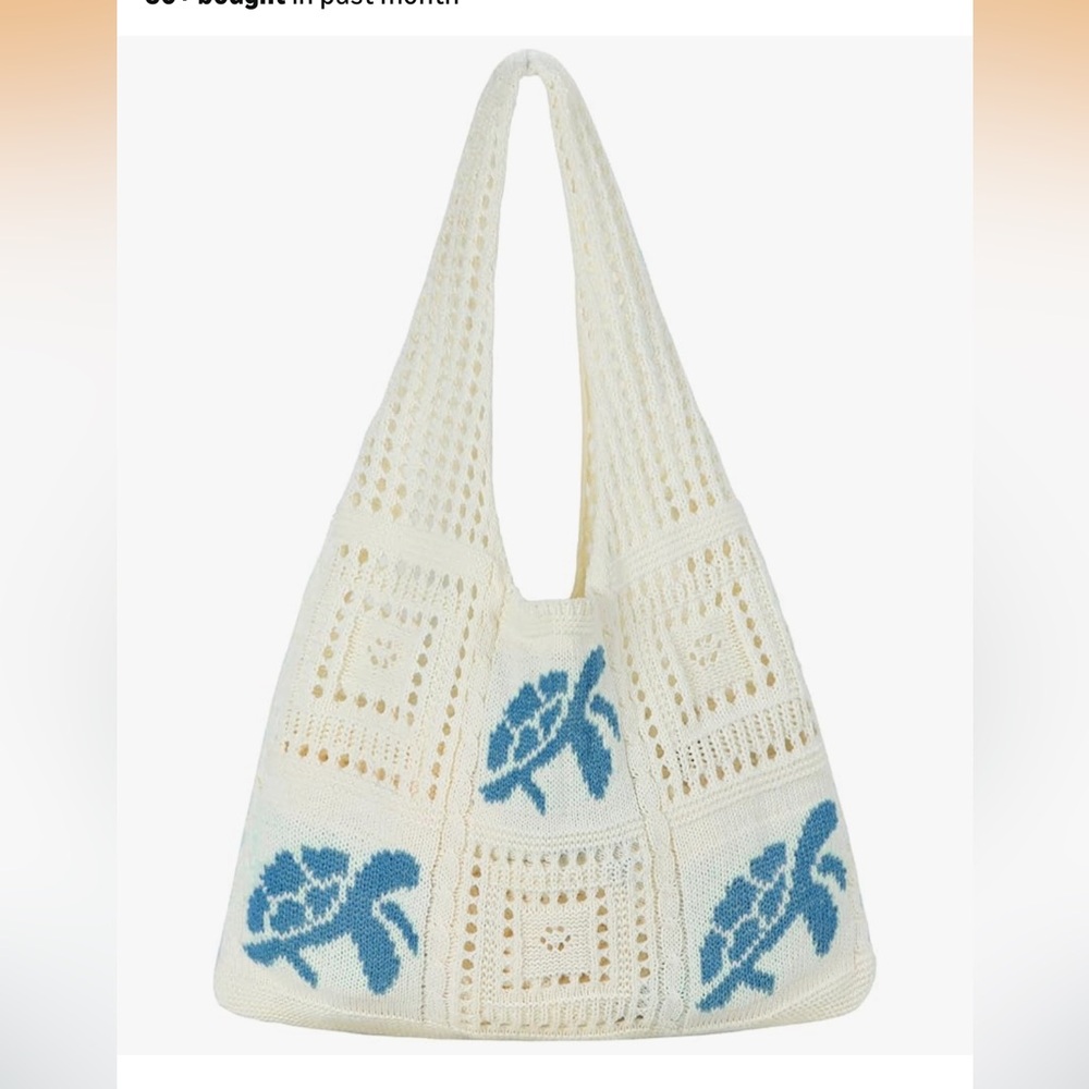 🆕 Crochet Tote Bag for Women, Aesthetic Crochet Mesh Beach Tote Bag, - Picture 8 of 9